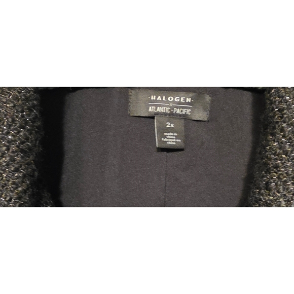 Halogen x Atlantic-Pacific Feather Trim Tweed Blazer (2X) - Picture 3 of 12
